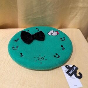 Hot topic kerropi Green beret with music notes and bow